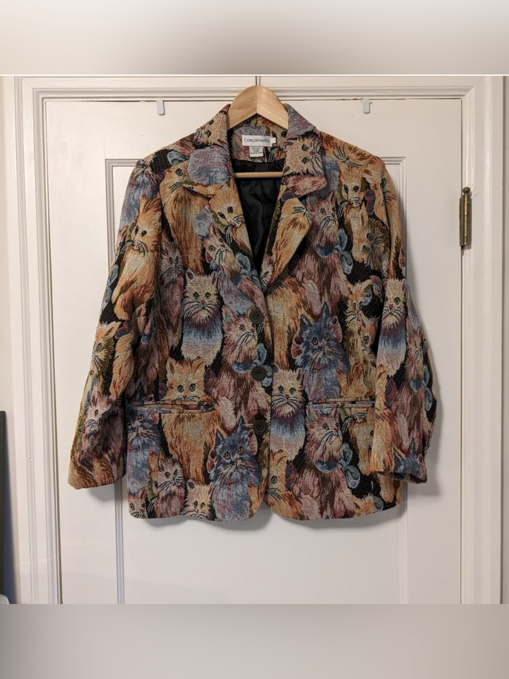 Vintage Multicolor Cat Tapestry Blazer & Matching Tote Bag Set - Picture 11 of 16
